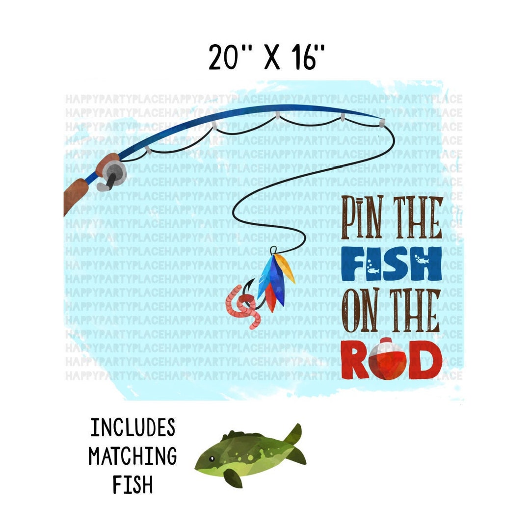 Fishing Party Games, Pin the Fish on the Hook, Fish Theme Party Game ...
