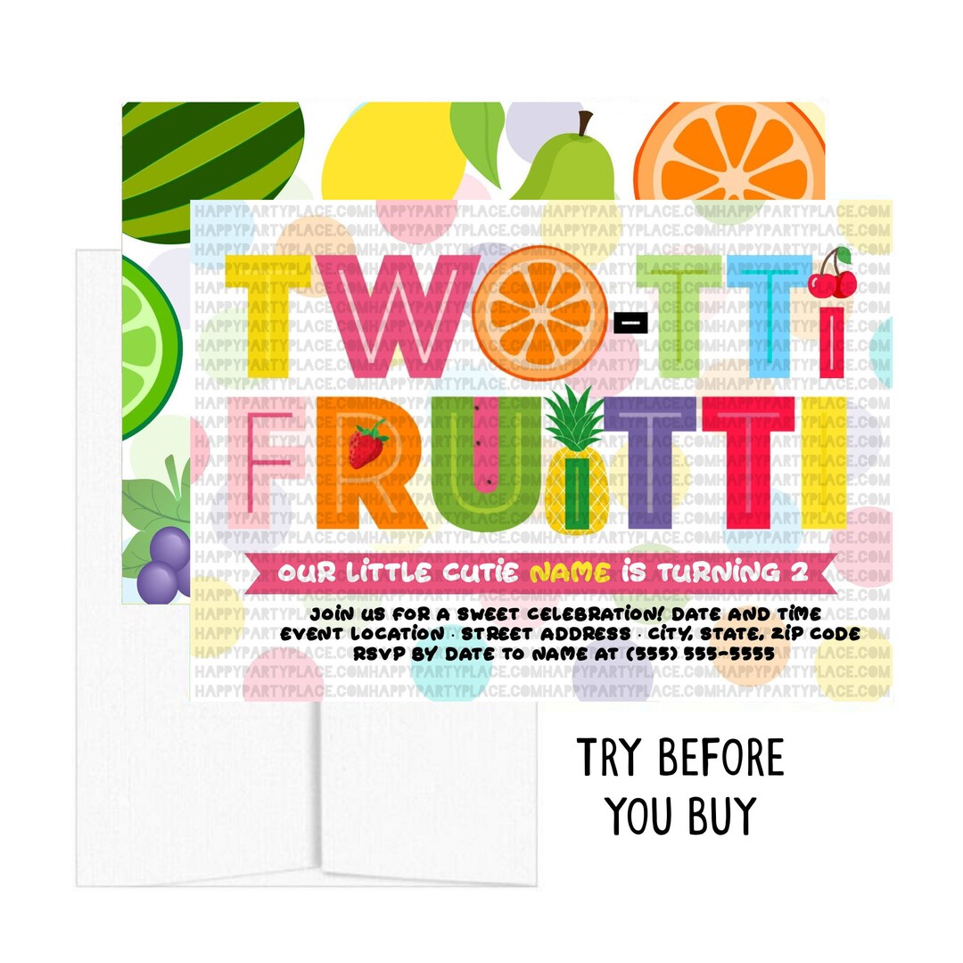 Twotti Fruitti Birthday Party Invitations, Fruit Birthday Party