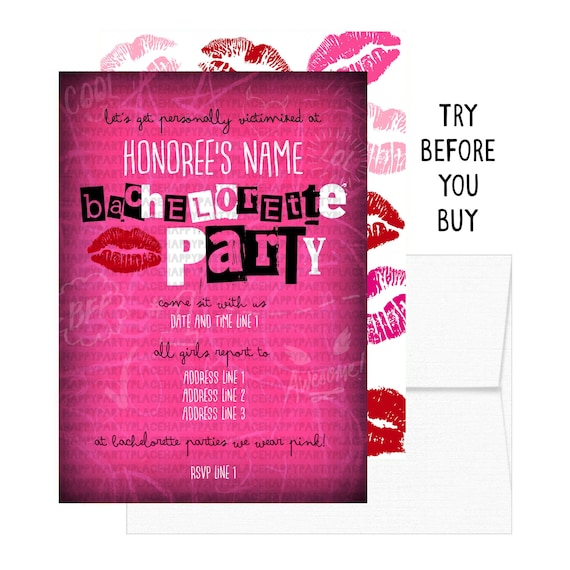 Mean Girls Bachelorette Party Invitations, Mean Girls Invitation, Mean  Girls Bachelorette Party Theme, Mean Girls Bachelorette Invites, DIY