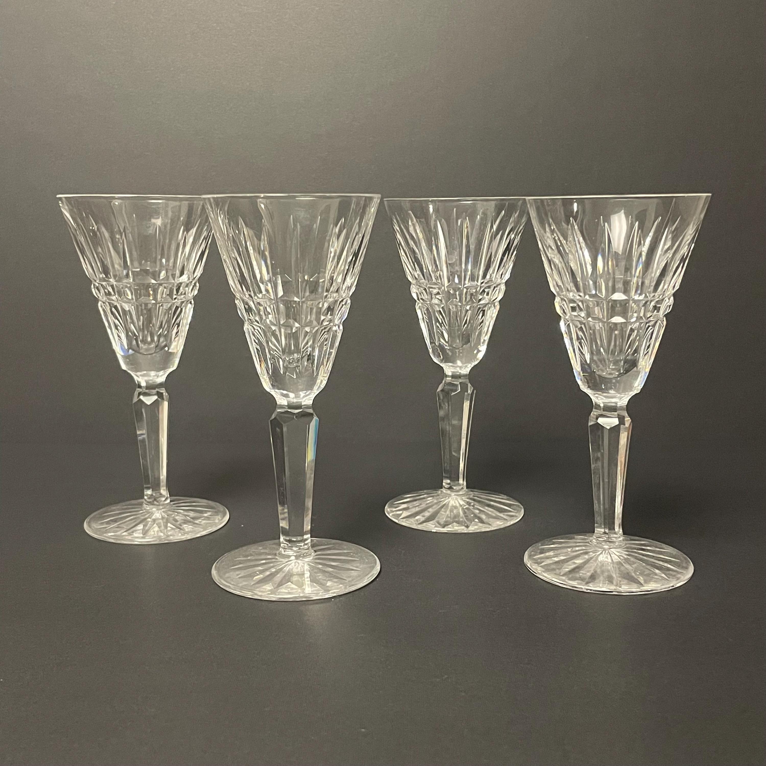Juego de 4 copas de jerez Glenmore de cristal vintage de Waterford, de cristal tallado, descontinuadas, con tallo de varios lados