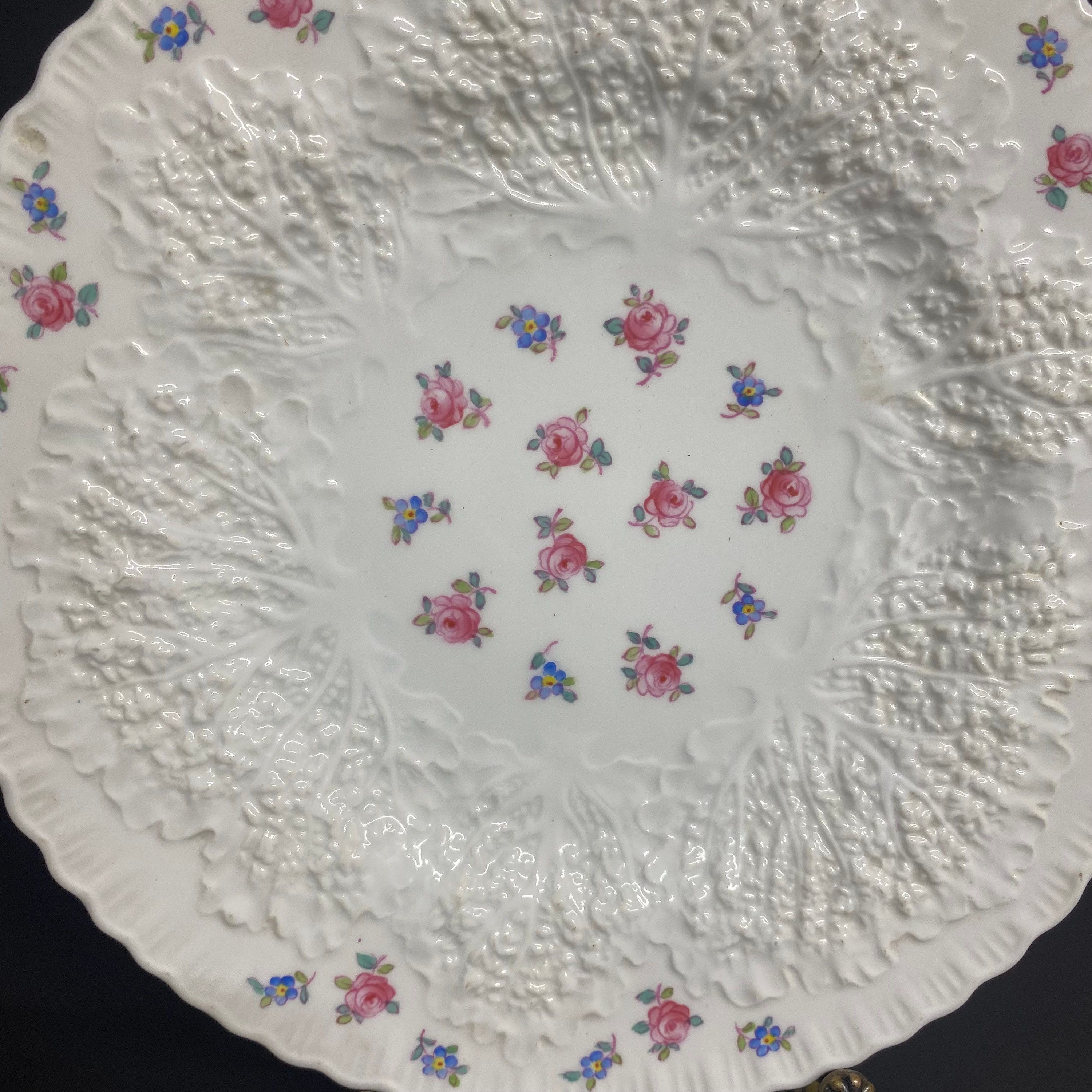Vintage Spode Copelands Plate White and Pink Etsy