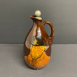 Antique Royal Doulton Kingsware Sporting Squire Dewars Whisky decanter jug with stopper brown bottle