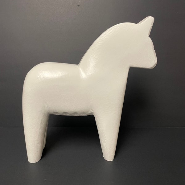 Vintage wooden white Dala Horse figurine Large Ikea Finansiell sculpture horse from made in Sweden