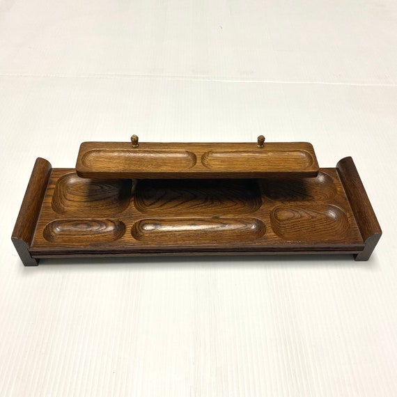 Svuotatasche in legno vintage, vassoio per gioielli metà secolo arredamento  camera da letto organizer da scrivania stile rustico boho chic -  Italia