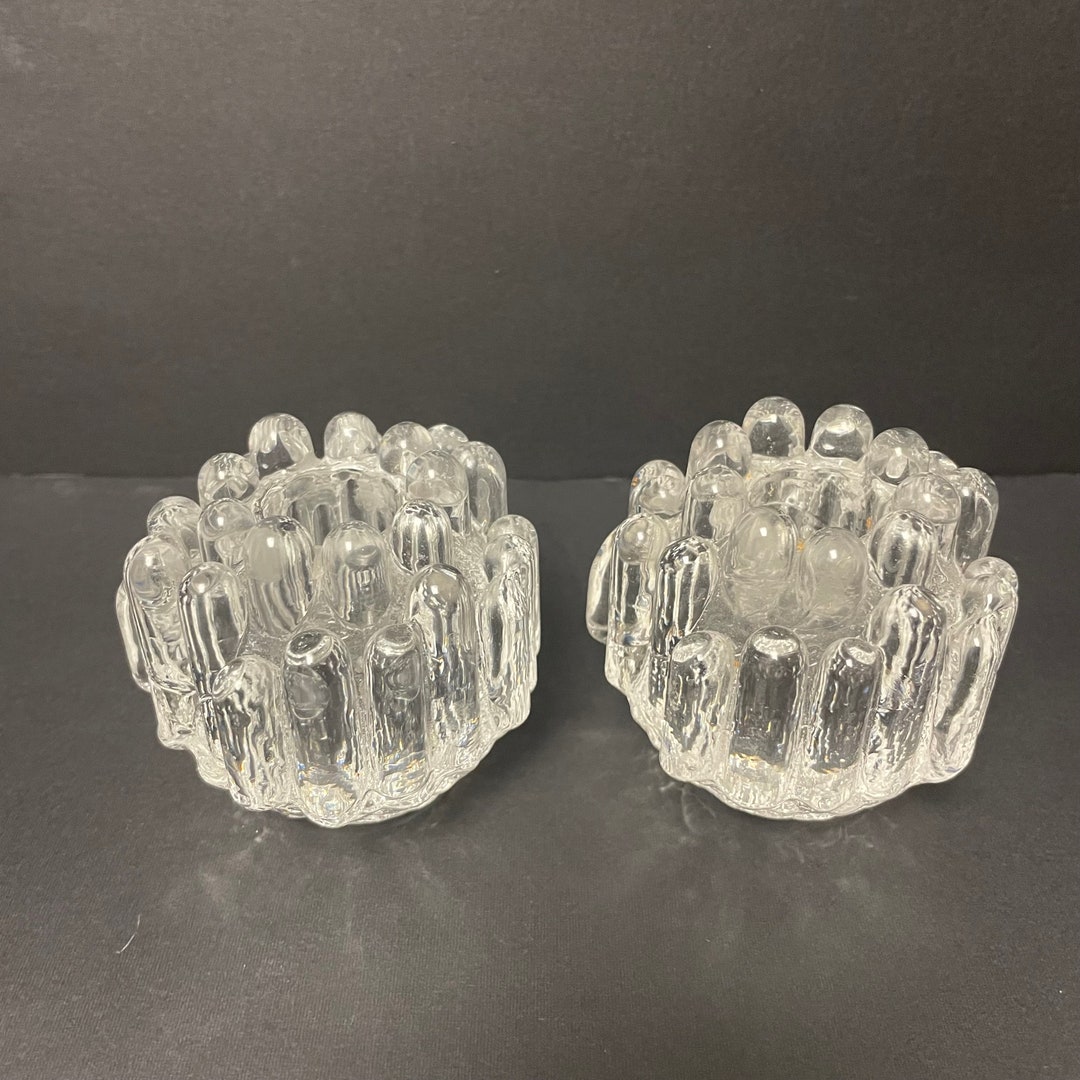 Vintage Kosta Boda Glass Candle Holders Göran Wärff Polar Ice Etsy