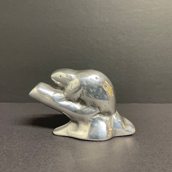 Vintage Hoselton mouse figurine aluminium rat sculpture mid century modern decor #1371 made in Canada