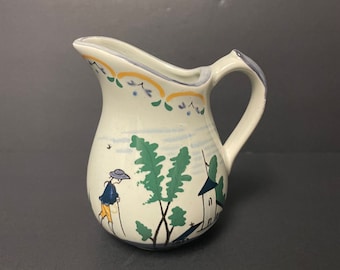 Vintage 1980 Normandie by The Haldon Group Provincial French creamer milk jug pitcher with man of farm