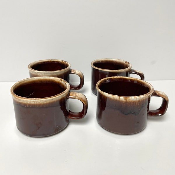 Vintage McCoy brown drip glaze mugs set of 5 brown and beige tea mugs made in USA