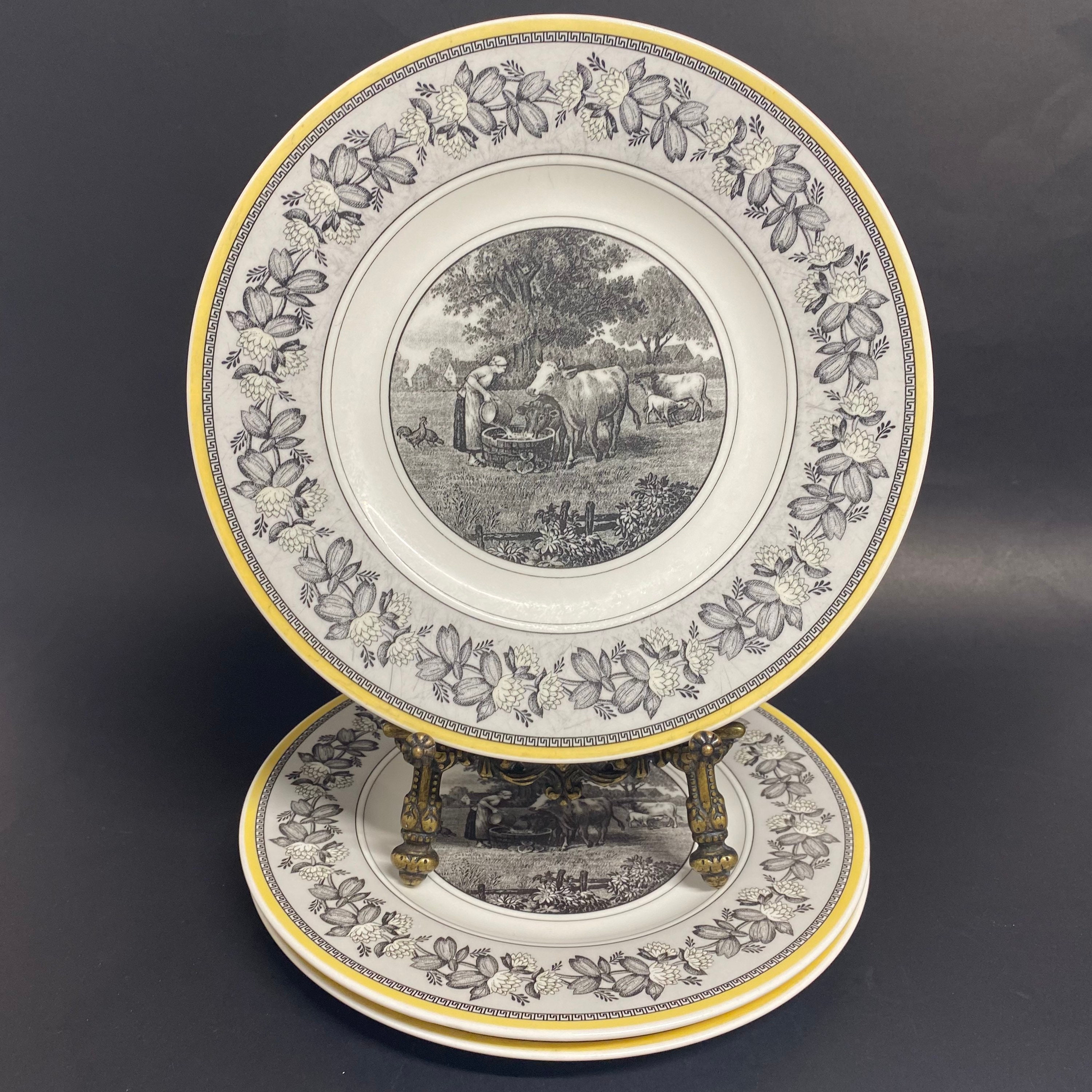 人気 of Set Ferme Audun Boch and Villeroy Vintage 3 Plates Salad 食器