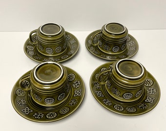 LORD NELSON POTTERY ロード・ネルソン Celtic セルティック コーヒーポット 雑貨 英国 ヴィンテージ イギリス 90176 Vintage Lord Nelson Pottery Green Celtic Cups and Saucers Set of 4