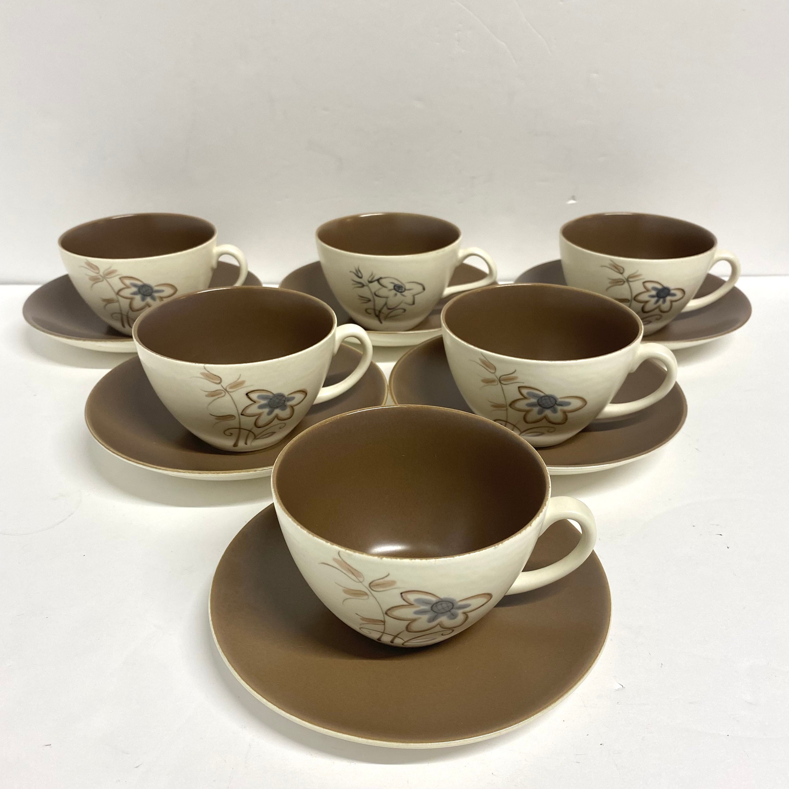 Vintage Poole Pottery Trudiana Design Coffee Cups and Saucers Etsy