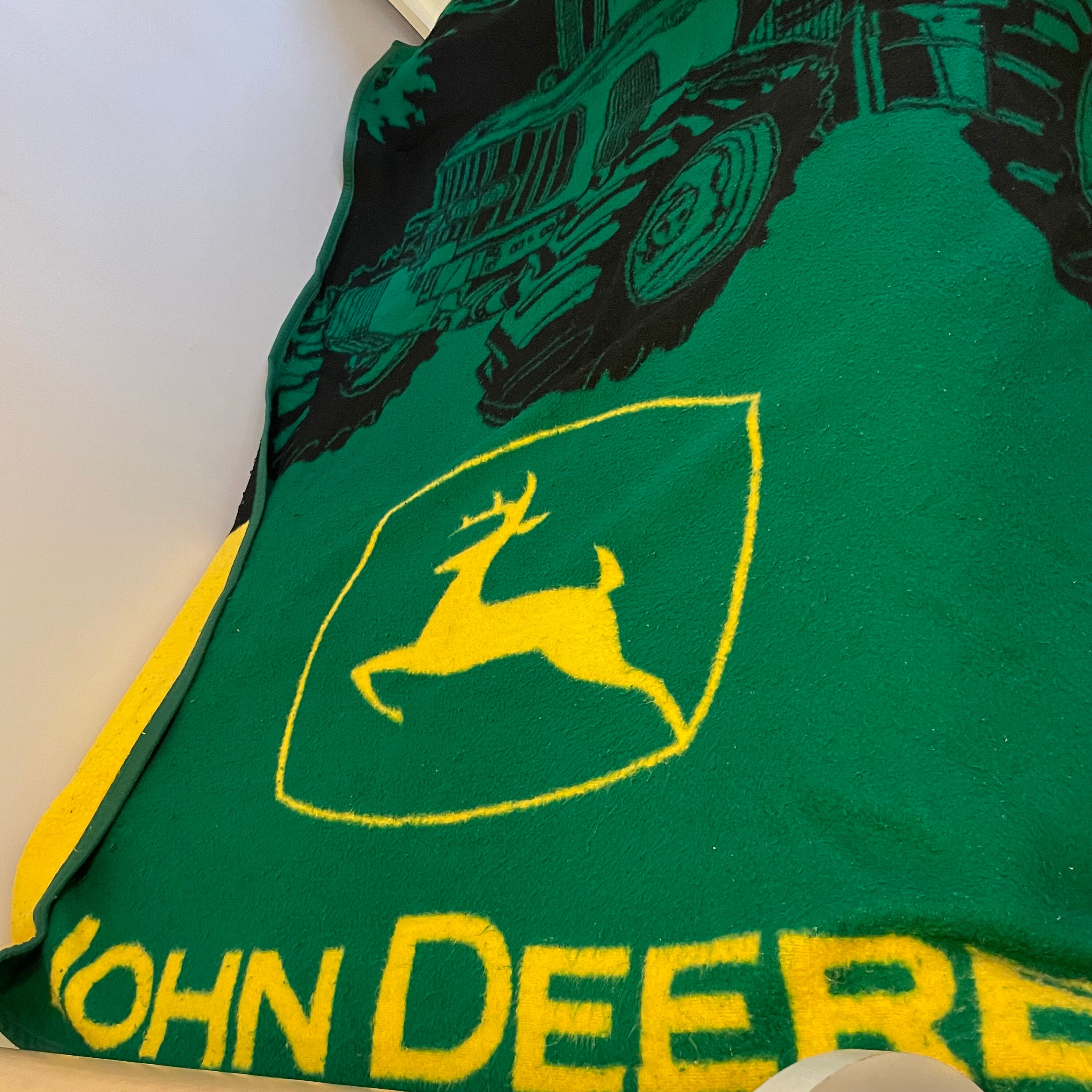 Vintage Biederlack John Deere Blanket With Black Tractor Two Etsy