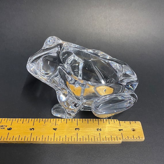 Vintage Art Vannes Crystal Glass Frog Ashtray or Pipe Holder
