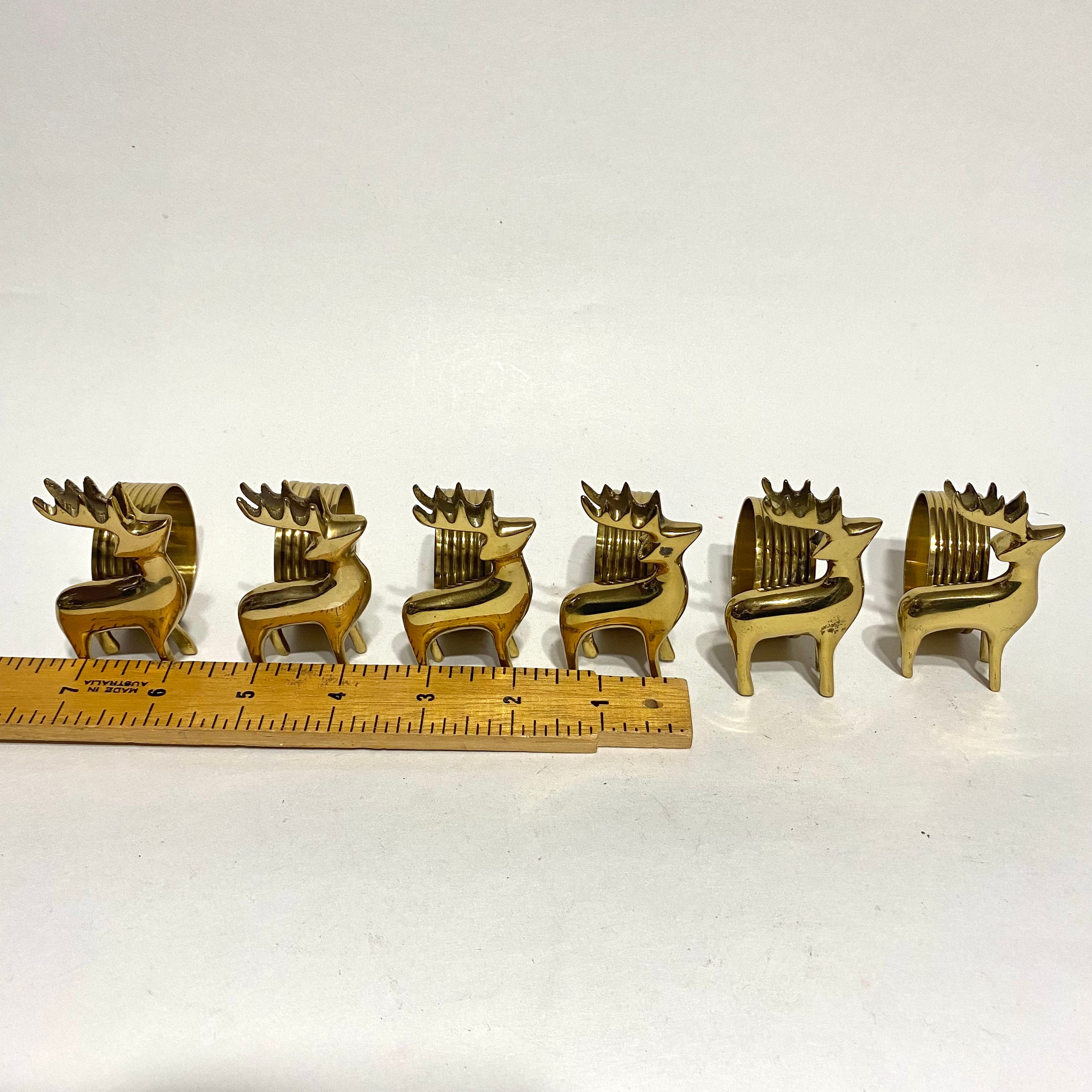 Vintage Brass Reindeer Napkins Rings Mid Century Napkin Etsy UK