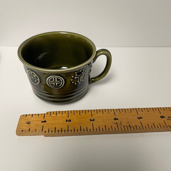 Vintage Lord Nelson Pottery Green Celtic Cups and Saucers Set of 4