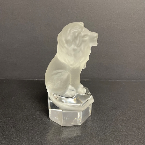vintage Goebel verre dépoli lion figurine cristal lion statue presse-papier signé décor de cheminée
