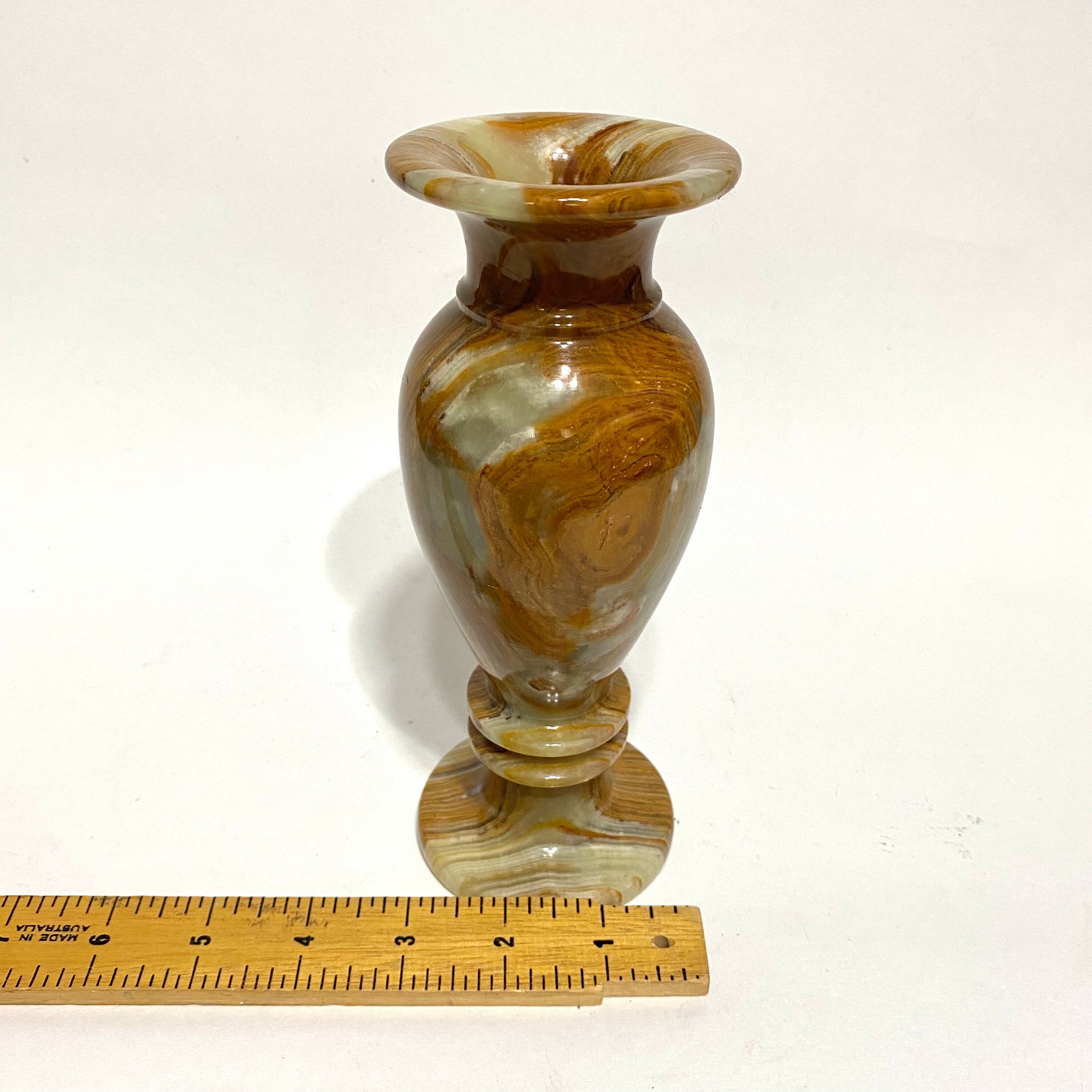 Vintage Onyx Marble Vase 7 3/4 Green and Brown Mantel Flower Etsy