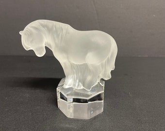 Vintage Goebel frosted glass horse stallion figurine crystal nachtmann animal mare statue paperweight signed mantel decor