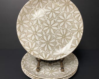 Vintage Crown Lynn New Zealand Dinner Plates set of 4 Clematis Pattern free floral design