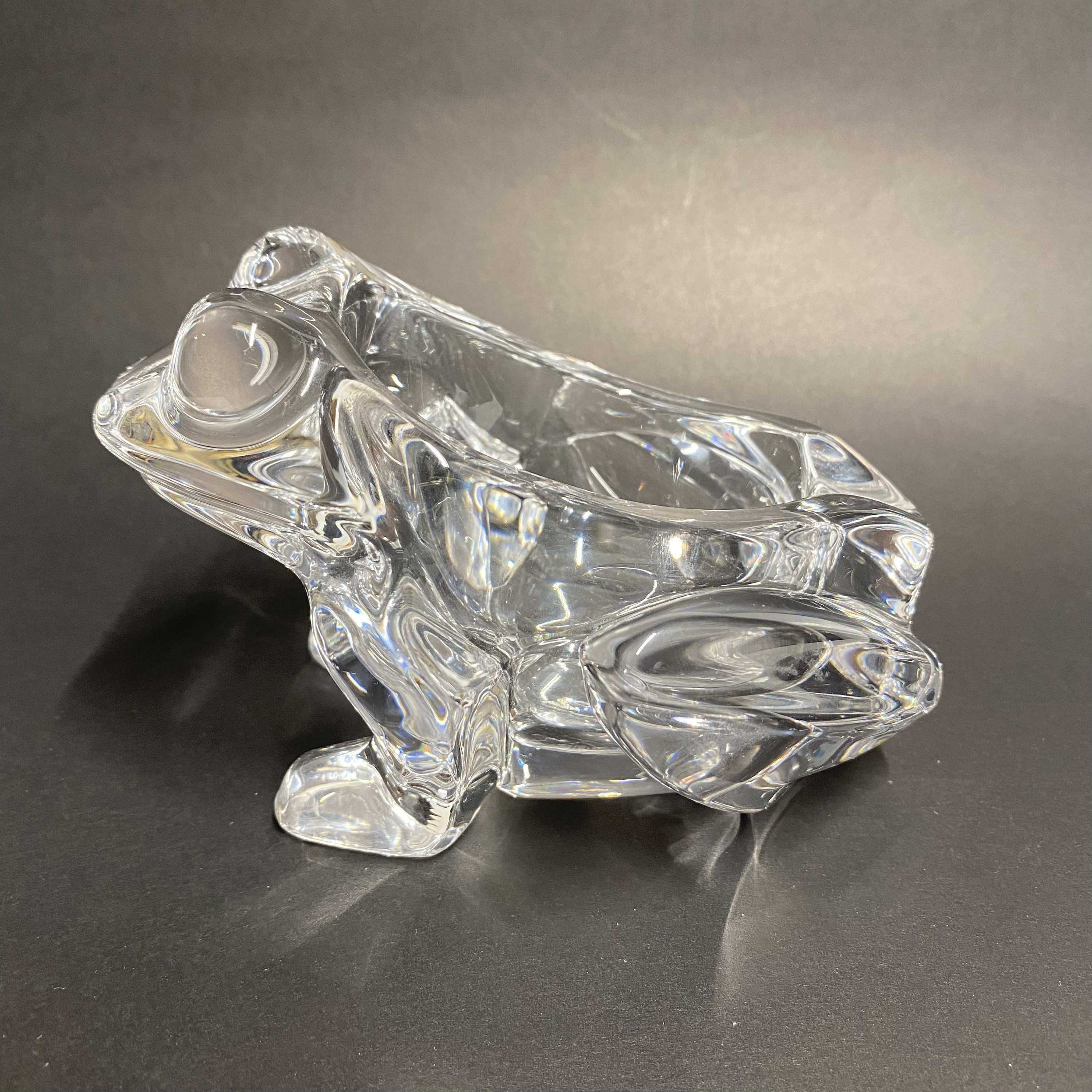 Vintage Art Vannes Crystal Glass Frog Ashtray or Pipe Holder