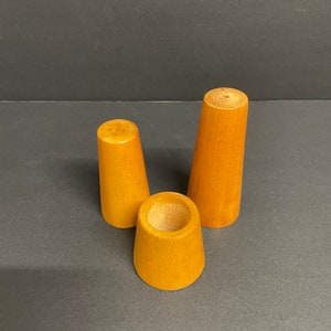 Vintage teak salt and pepper shakers with toothpick holder set of 3 mcm kitchen decor mid century modern dining table decor