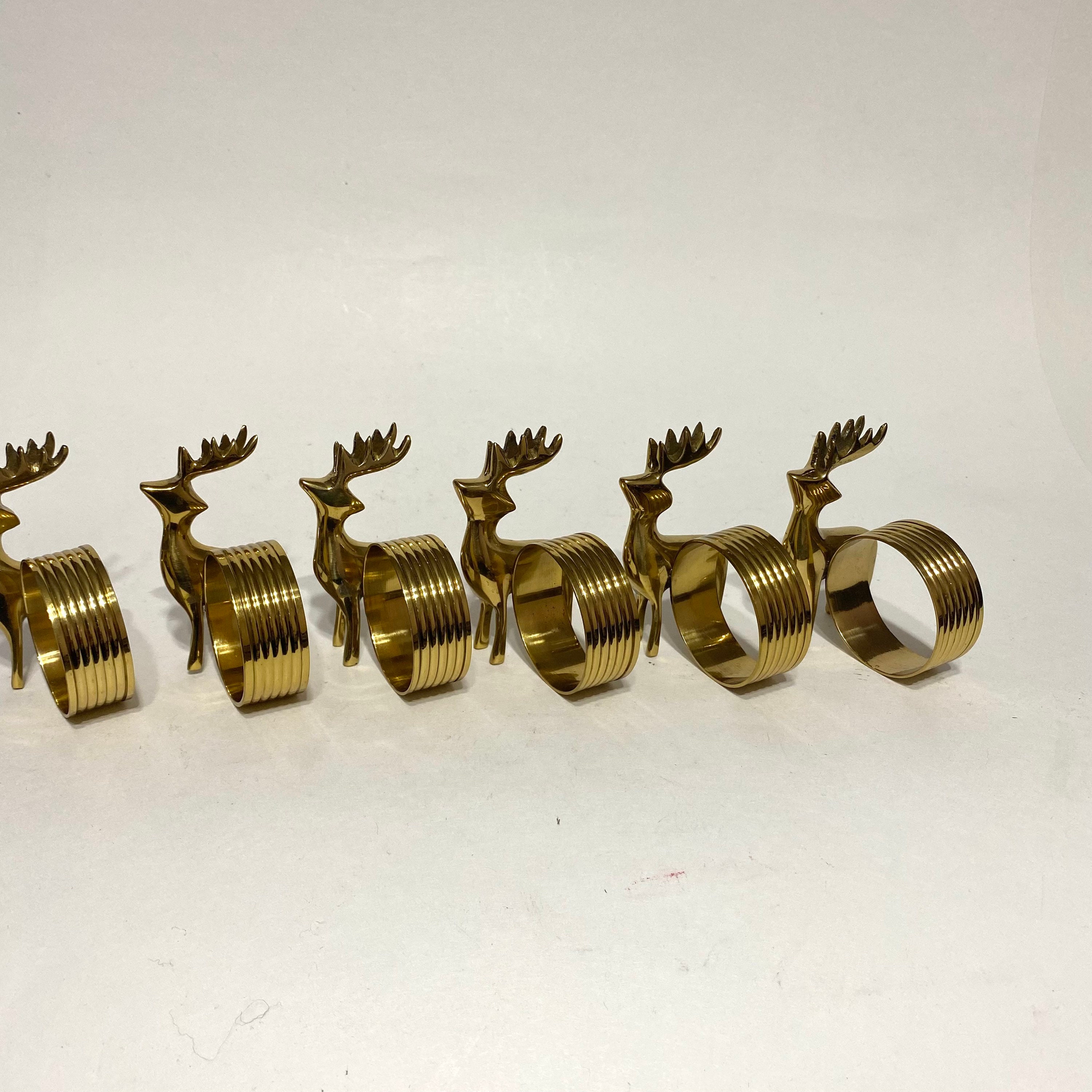 Vintage Brass Reindeer Napkins Rings Mid Century Napkin Etsy UK
