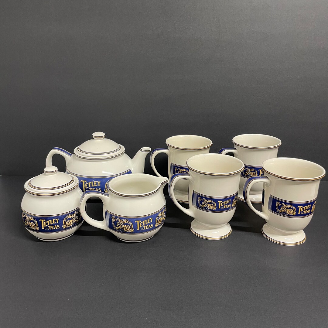 Vintage Tetley Tea Set With Teapot 4 Tea Cups Sugar and Etsy
