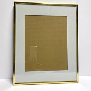 Vintage Messing leer Bilderrahmen für 8x10 Kunstwerk oder Foto mit weißer Matte und Glas gold farbige Wandbehang für ein Zertifikat