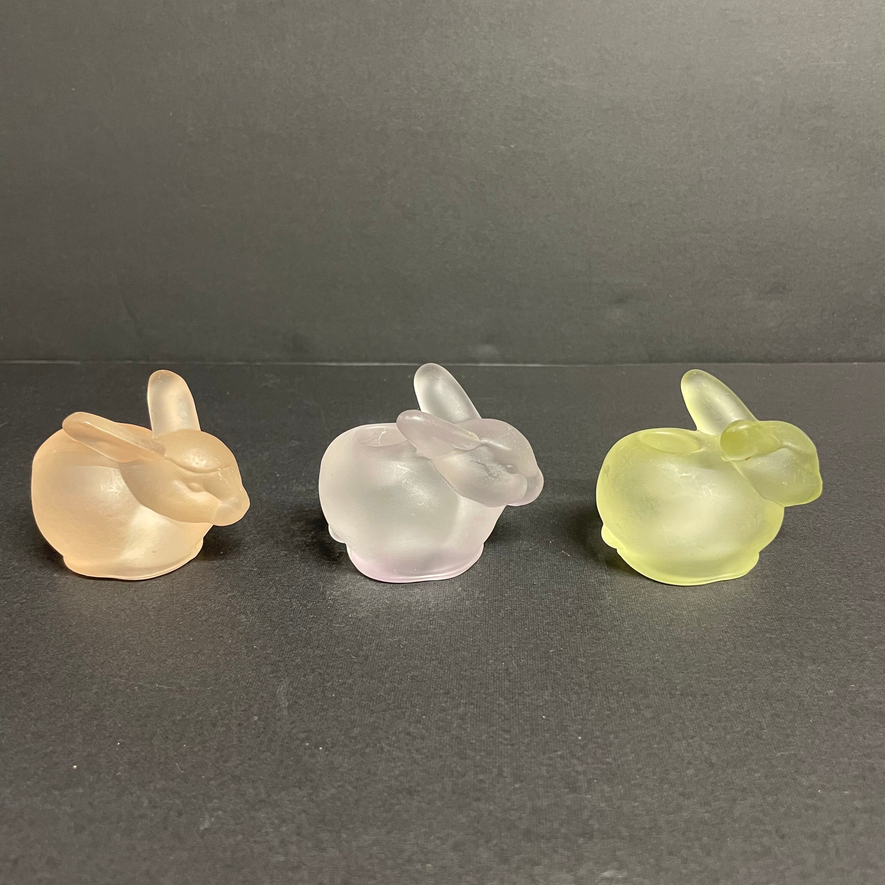 Vintage Frosted Glass Bunny Rabbit Candlestick Holders Set of Etsy