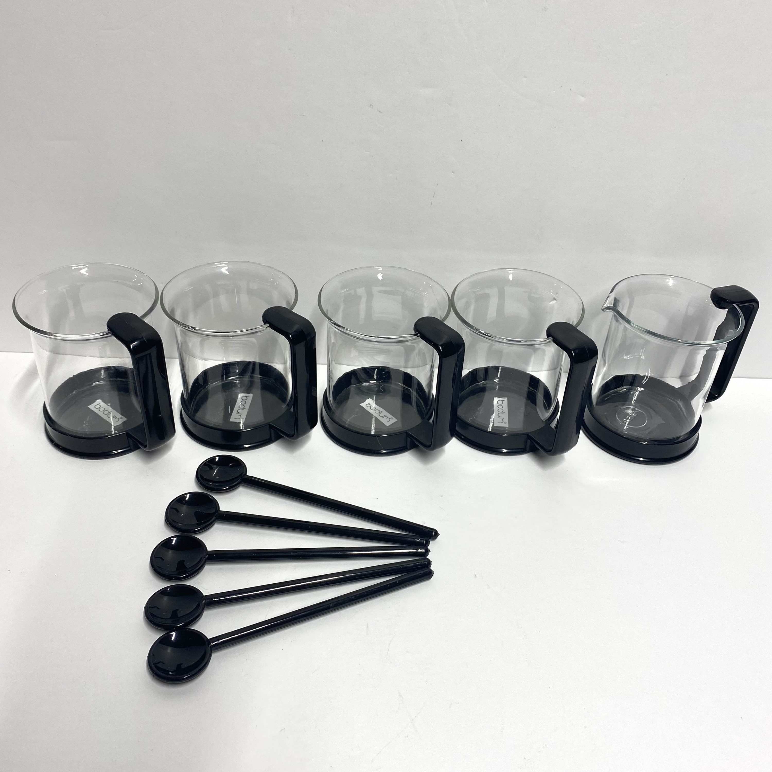 Vintage 10pc, Set of FOUR Bodum 7 Oz Coffee Mugs 1 Creamer and 5 Spoons Luc  Picard Tea Cups Danish Glass Drinking Glassware - Etsy Norway