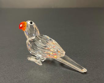 Vintage Mdina Glass Love Birds Handblown in Green Orange and Black