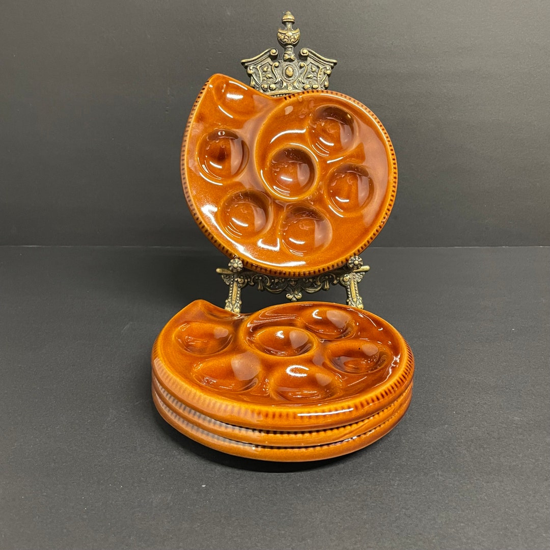 Vintage Escargot Dishes Set of 4 Brown Glazed Brown Snail Etsy