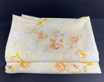 Vintage Trupest Einzelbettlaken Set gelbe Rosen mit Spitzendesign Made in Canada
