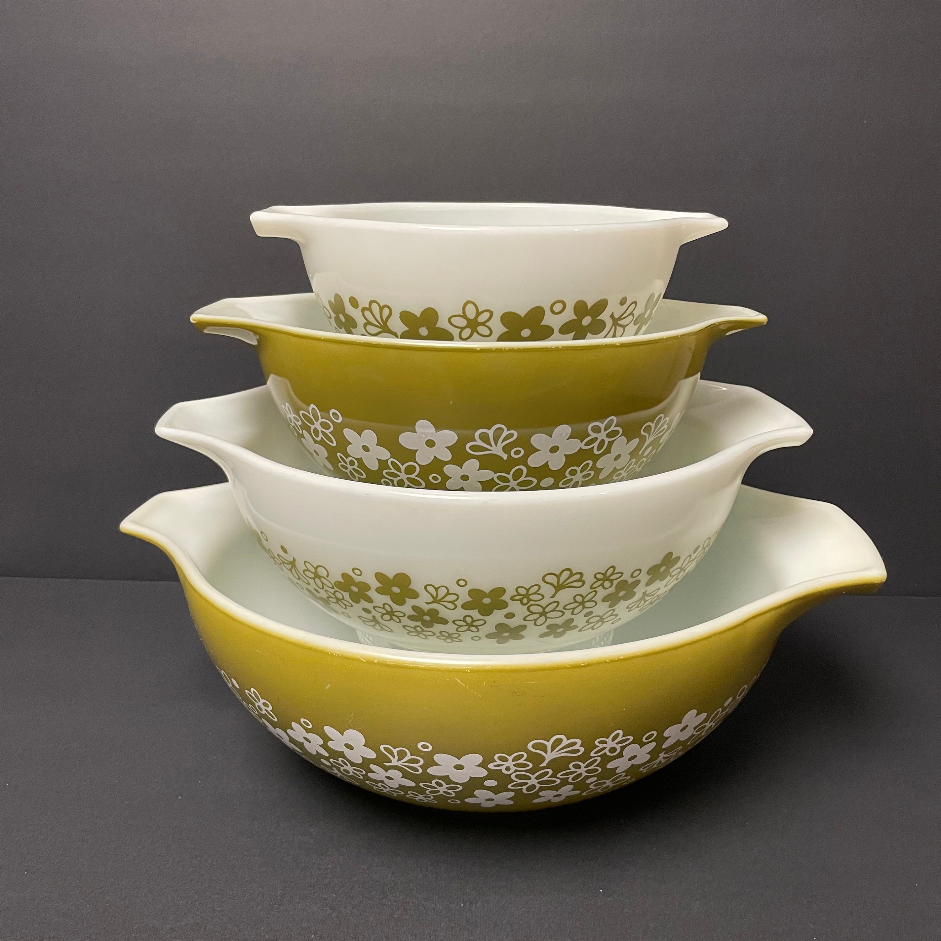 Vintage Set of PYREX Nesting Bowls Spring Blossom Cinderella