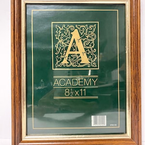 cadre photo vide en bois vintage pour une oeuvre d&#39;art ou une photo de 8 1/2&quot; x 11&quot; avec une suspension murale en verre pour un certificat de décoration d&#39;art mural