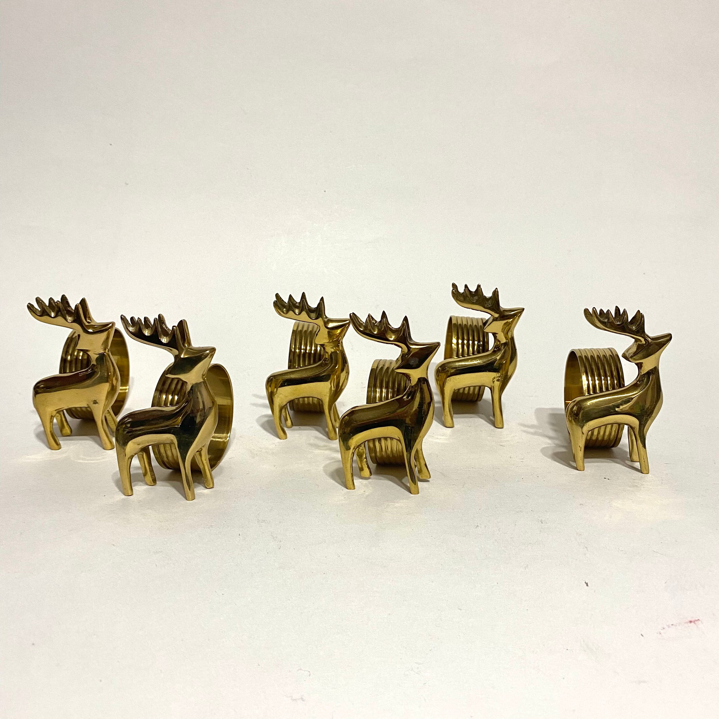 Vintage Brass Reindeer Napkins Rings Mid Century Napkin Etsy UK