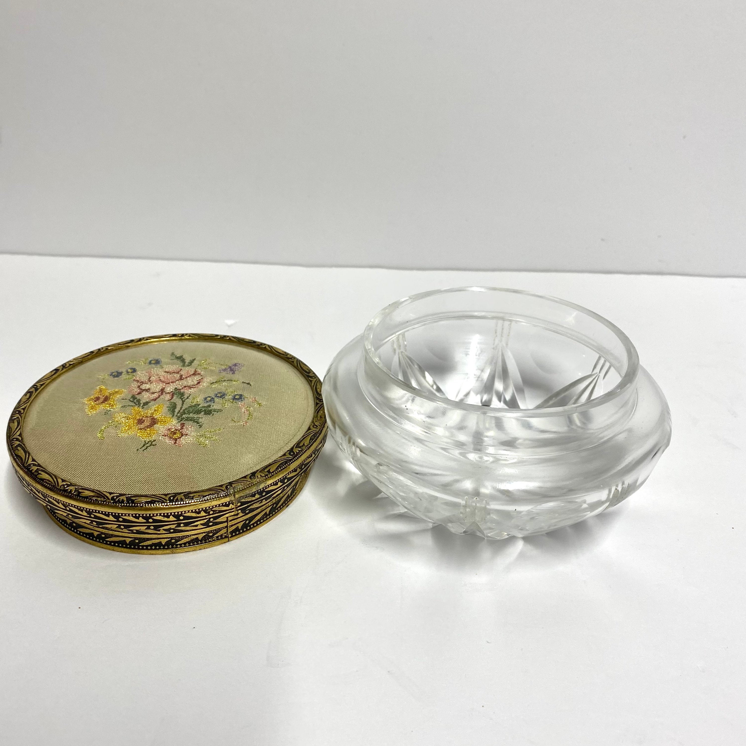 Vintage Glass Trinket Box Jewelry Box Lidded Storage Container Etsy