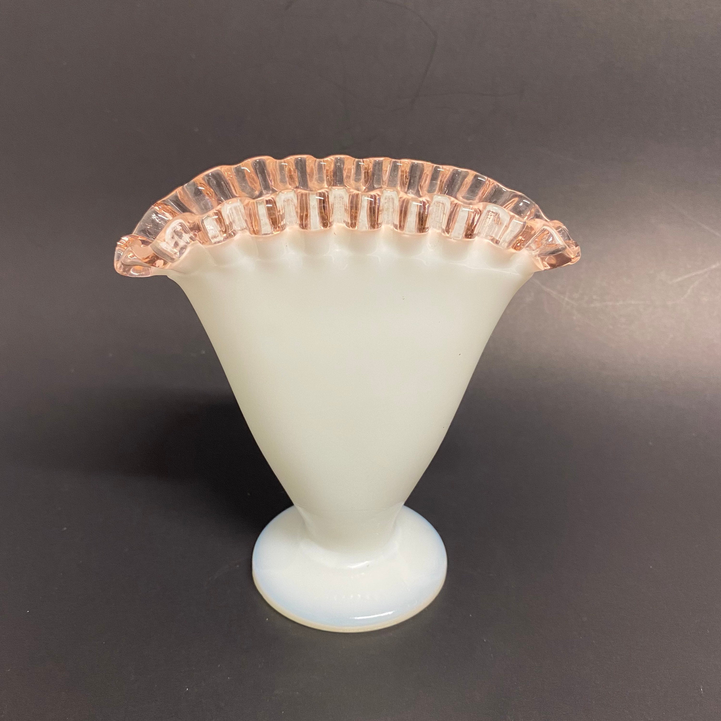 Fenton Aqua Crest 4-1/4 inch Double Crimped Vase - Ruby Lane