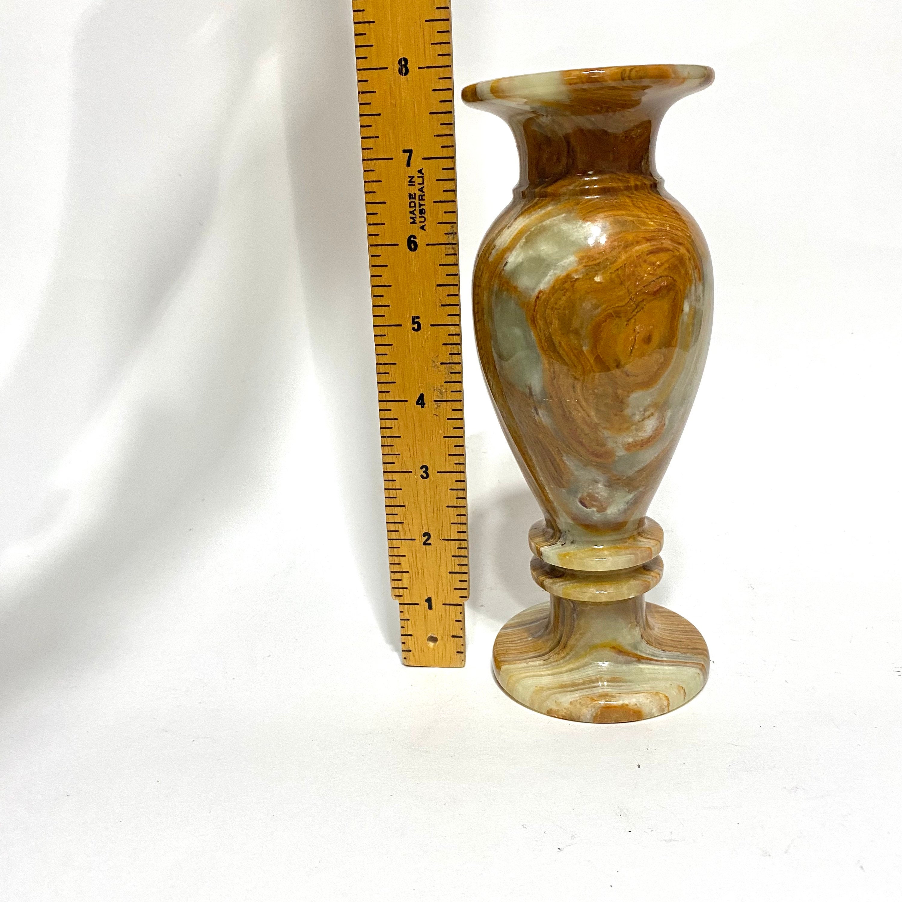 Vintage Onyx Marble Vase 7 3/4 Green and Brown Mantel Flower Etsy