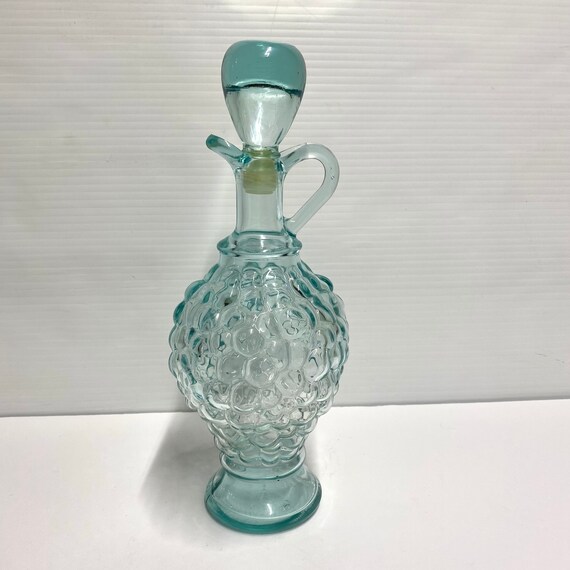 Vintage Aqua Glass Decanter Cruet for Wine or Oil Vinegar Etsy