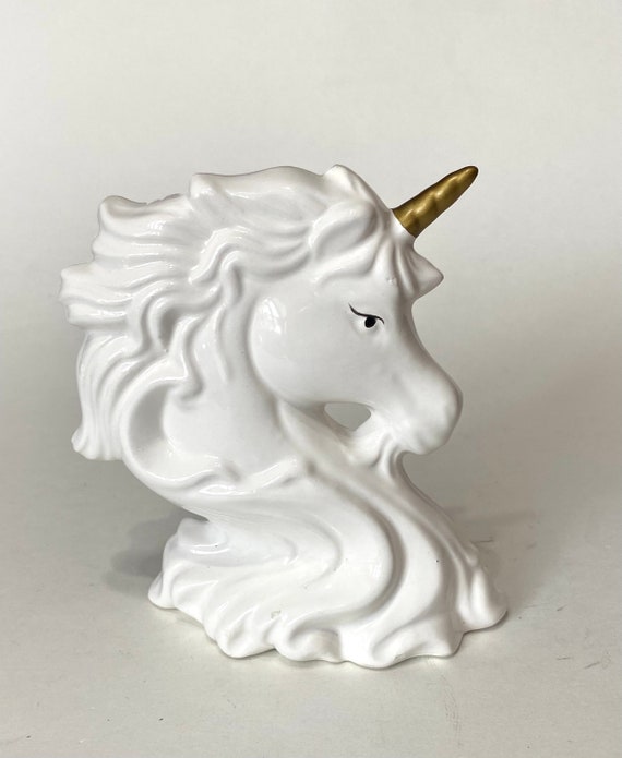 Vintage Ceramic Unicorn Torso Porcelain Unicorn Head White Etsy