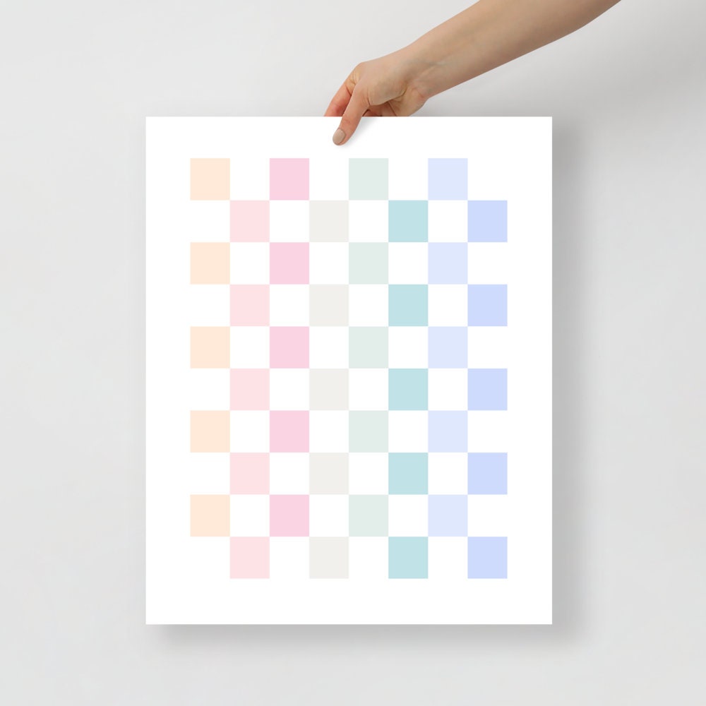 Pastel Rainbow Gradient Checkerboard Digital Download 8 x 10 Etsy