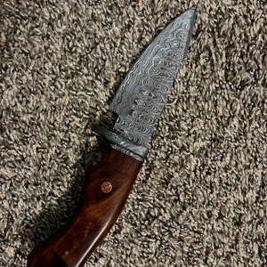 Custom Handmade Damascus Steel Knife, Dagger Knife, Hunting Knife, Viking Knife, Wedding Gift, Damascus ka bar, Gut Hook knife best gift USA image 5