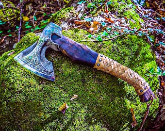 Gift For him, Camping axe Battle Viking forged Birthday gift ,Anniversary Gifts ,Custom And personalized gift, art gift .Battle Throwing Axe