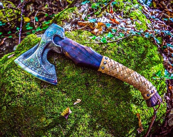 Gift For him, Camping axe Battle Viking forged Birthday gift ,Anniversary Gifts ,Custom And personalized gift, art gift .Battle Throwing Axe