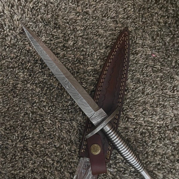 Custom Handmade Damascus Steel Knife, Dagger Knife, Hunting Knife, Viking Knife, Wedding Gift, Damascus ka bar, Gut Hook knife best gift USA
