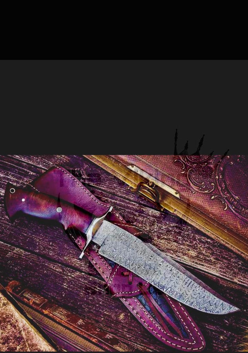 Custom Handmade Damascus Steel Knife, Dagger Knife, Hunting Knife, Viking Knife, Wedding Gift, Damascus ka bar, Gut Hook knife best gift USA image 7