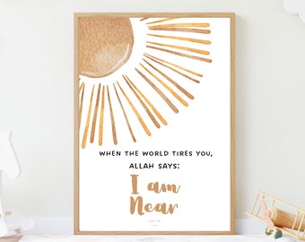 Allah is Near Islamic Kids Print: Nursery Wall Art (Digital Download)