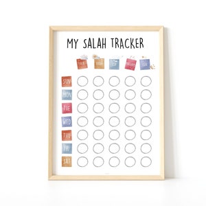 Salah Tracker | Kids Prayer Tracker | Islamic Wall Art | Islamic Kids Print | Digital