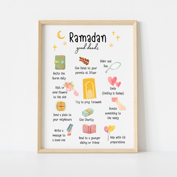Ramadan Good Deeds Poster: Kids Islamic Wall Art (Digital Download)